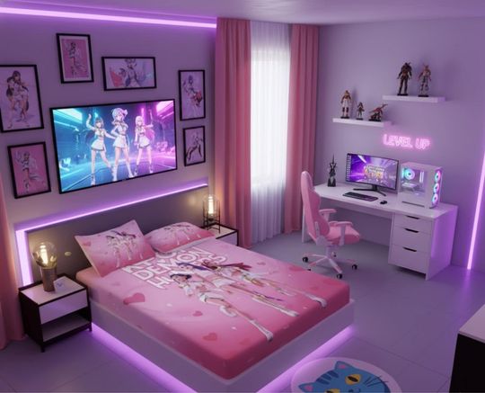 K-Pop Demon Hunters Bedding Set 3pcs, Anime Bed Sheets for Kids