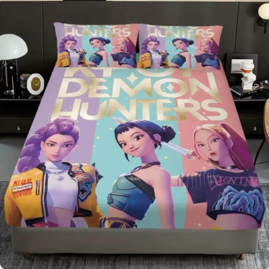 K Pop Demon Hunters Anime Fitted Sheet Set Bedding for Kids and Teens