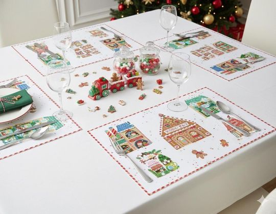 Gingerbread-Themed Christmas Placemat Festive Holiday Table Decor