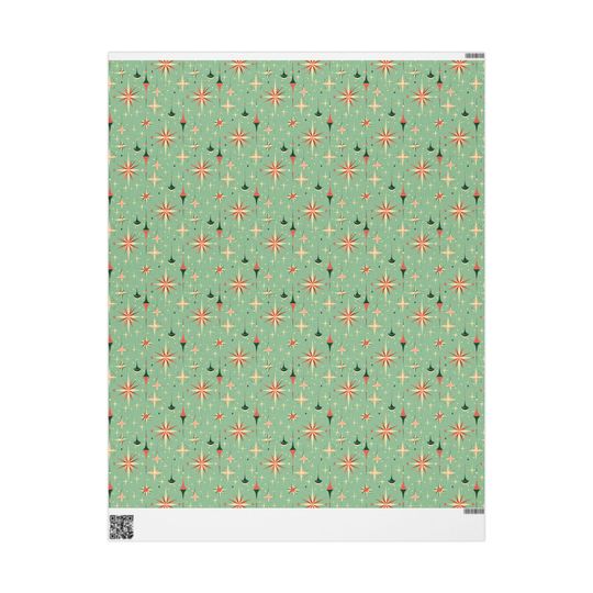 Wrapping Paper Mid-Century Star Christmas | Matte or Glossy | 3 Sizes