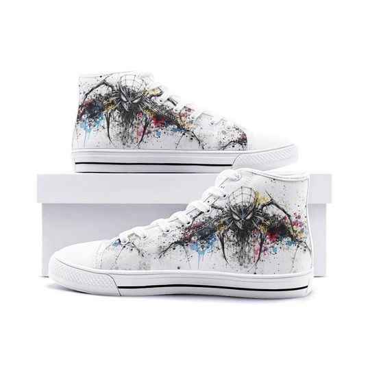 Spiderman Paint Unisex High Top Canvas Shoes
