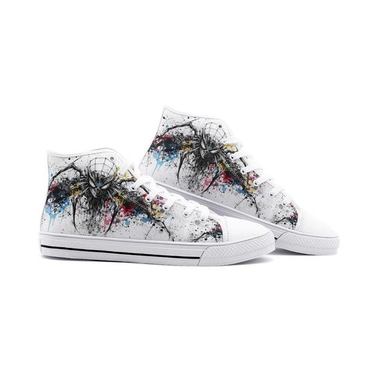 Spiderman Paint Unisex High Top Canvas Shoes