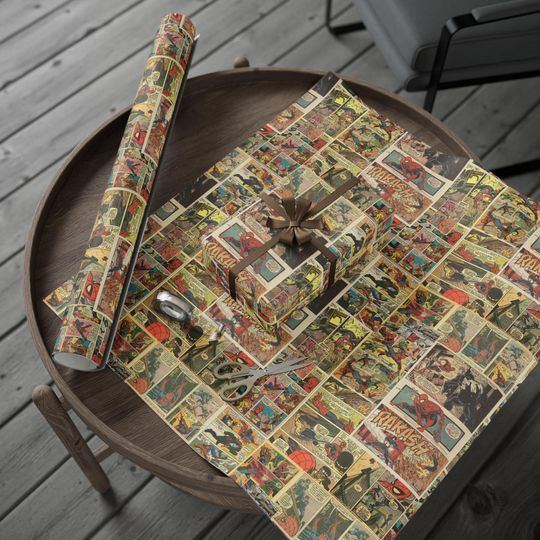 Vintage Comic Strip Wrapping Paper | Retro Superhero Gift Wrap