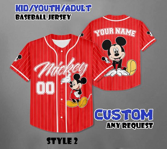 Custom Mickey Mouse Baseball Jersey, Disney Mickey and Friends Shirt