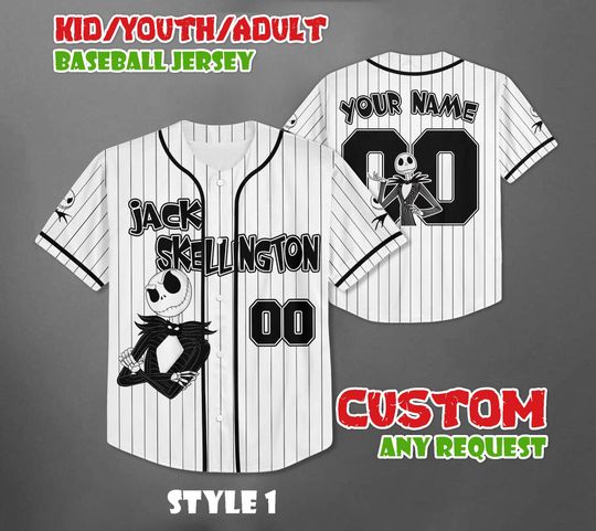 Custom Jack Skellington Baseball jersey, The Nightmare Before Christmas Shirt