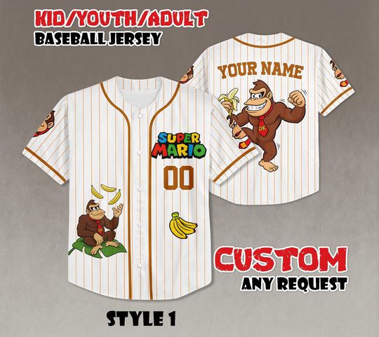 Custom Donkey Kong Super Mario Baseball Jersey, Family Trip Shirt