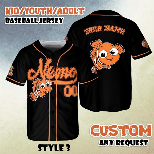 Custom Finding Nemo Baseball Jersey, Personalized Disney Finding Nemo Shirt, Disney Pixar Outfit, Gift for Fans