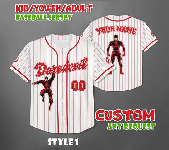Custom Daredevil Baseball Jersey, Disney Marvel Baseball Team Outfit