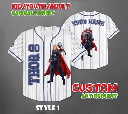 Custom Thor Baseball Jersey, Disney Marvel Baseball Team Outfit