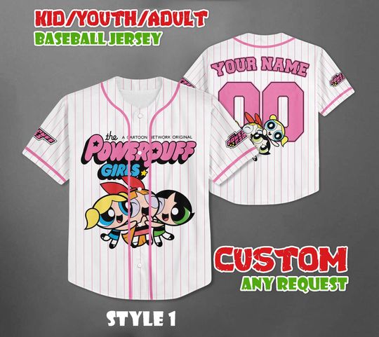 Custom The Powerpuff Girls Baseball Jersey, Cartoon Network Outfit