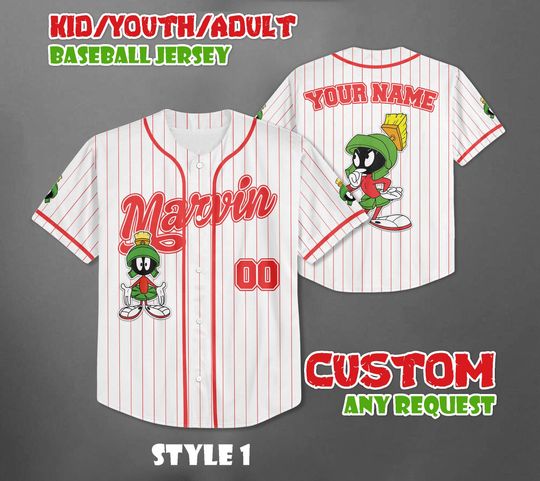 Personalized Marvin the Martian Hockey Jersey, Custom Looney Tunes Shirt