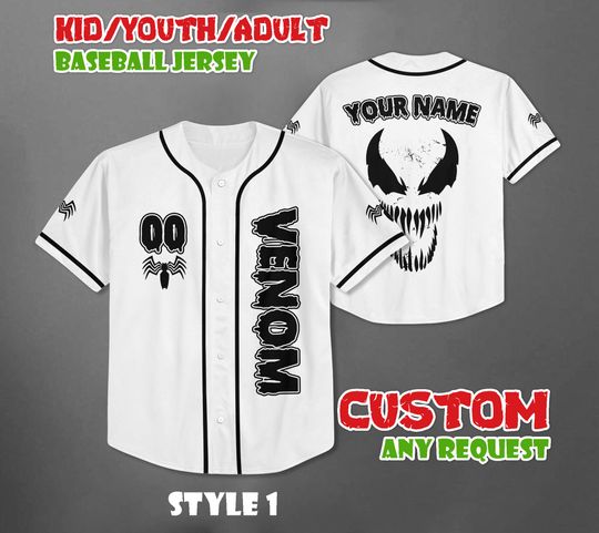 Custom Venom Baseball Jersey, Marvel Baseball Team Outfit