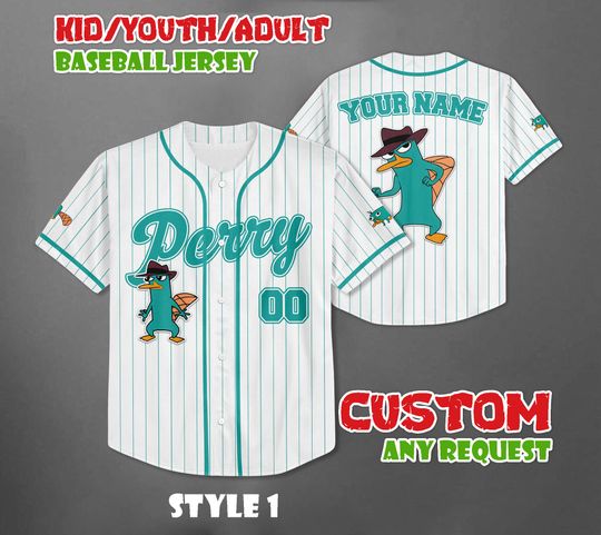 Personalized Perry The Platypus Baseball Jersey, Disney Phineas And Ferb Shirt