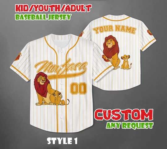 Custom Mufasa Baseball Jersey, Lion Movie Jersey Team Shirt