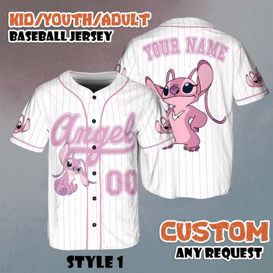 Personalized Disney Stitch Angel Baseball Jersey, Disneyland Baseball Team, Magic Kingdom Tee