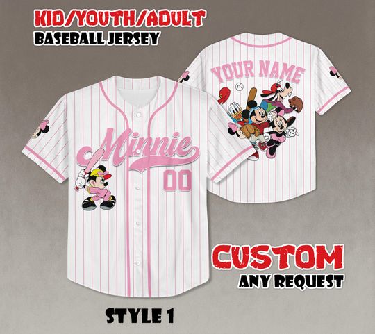 Custom Minnie Mouse Baseball Jersey: Disneyland Matching Outfit