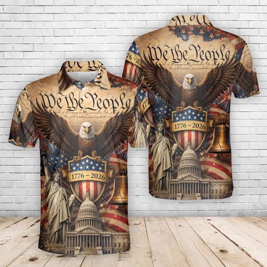 USA 250th Anniversary Polo Shirt, America 250 Polo Shirt Men, Patriotic Eagle, Statue Of Liberty, 250 Years Of Freedom Polo, Patriotic Gifts