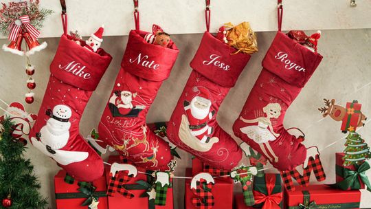 Custom Classic Embroidered Christmas Stocking,Personalized Red Velvet Christmas Stocking