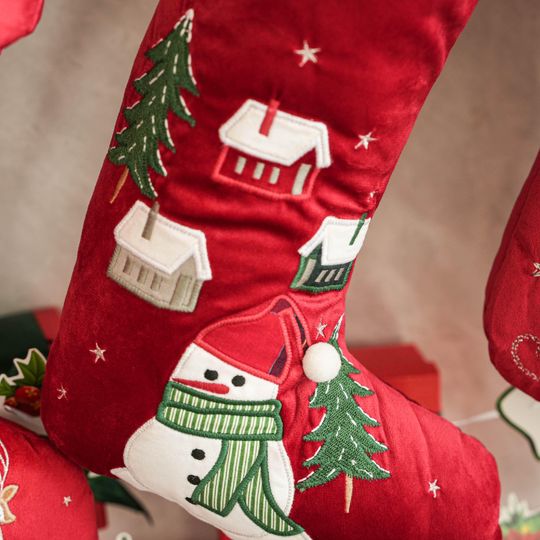 Custom Classic Embroidered Christmas Stocking,Personalized Red Velvet Christmas Stocking