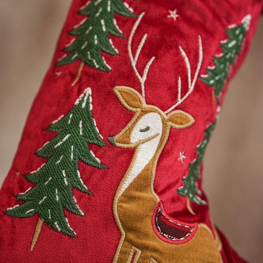 Custom Classic Embroidered Christmas Stocking,Personalized Red Velvet Christmas Stocking