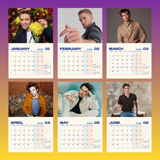 Robert Pattinson 2026 Calendar, New Year Wall Calendar, Robert Pattinson Fan Merch, Year Planner
