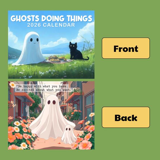 Ghost Doing Things Calendar, Monthly Wall Calendar, 2026 Spooky Calendar, Cute Ghost Monthly Calendar, Ghosts Doing Things