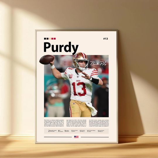 Brock Purdy Poster, San Francisco 49ers Football Poster, Sports Bedroom Posters