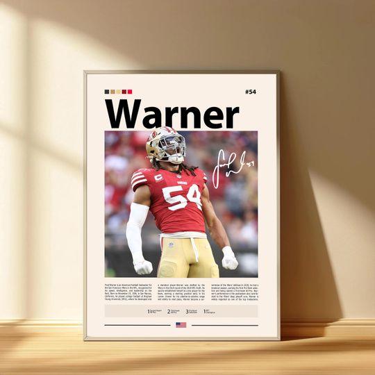 Fred Warner Poster, San Francisco 49ers Football Poster, Sports Bedroom Posters