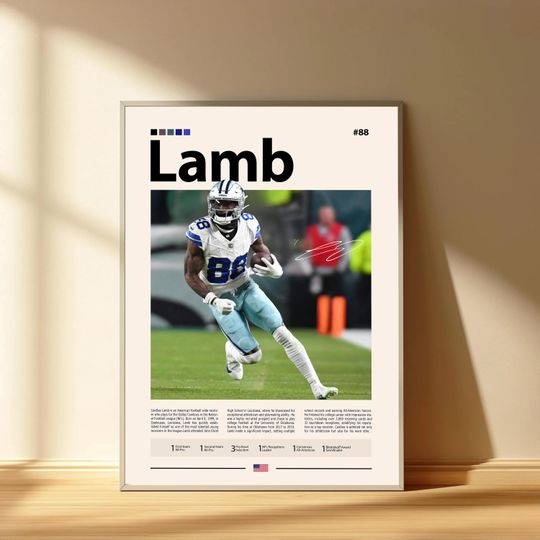 CeeDee Lamb Poster, Dallas Cowboys Football Poster, Sports Bedroom Posters