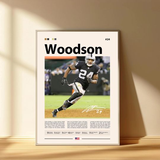 Charles Woodson Poster, Michigan Wolverines Football Poster, Sports Bedroom Posters