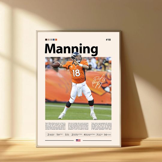 Peyton Manning Poster, Indianapolis Colts Football Poster, Sports Bedroom Posters