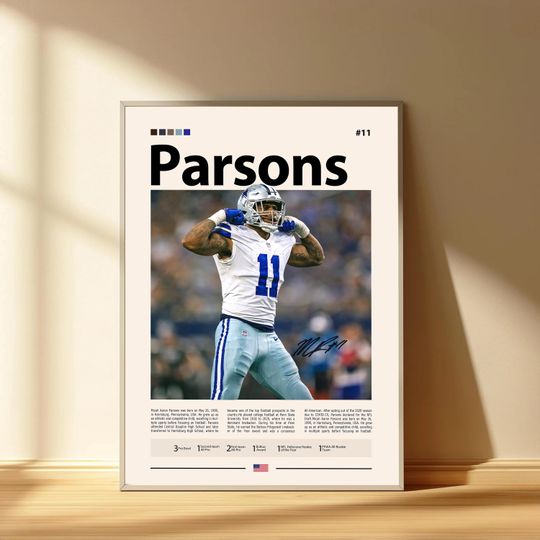 Micah Parsons Poster, Dallas Cowboys Football Poster, Sports Bedroom Posters