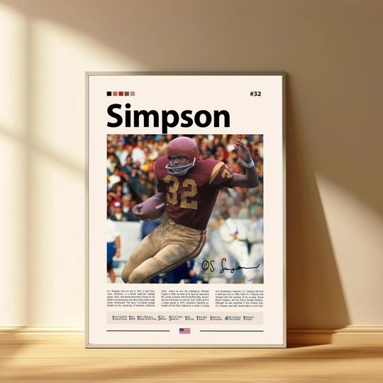 O. J. Simpson Poster, Buffalo Bills Football Poster, Sports Bedroom Posters