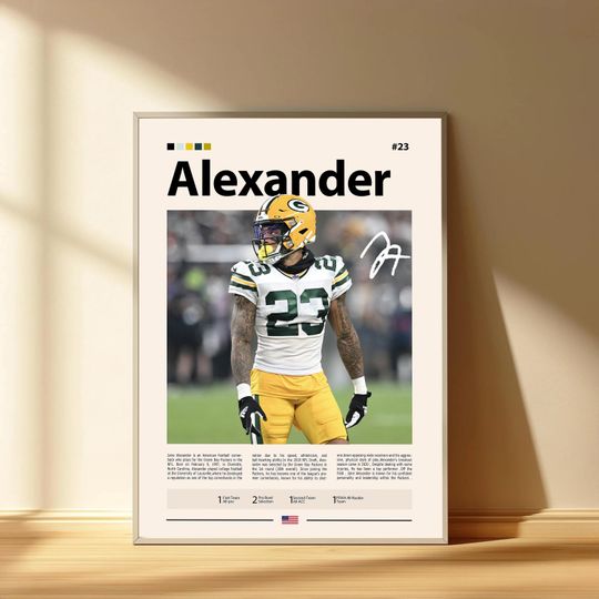 Jaire Alexander Poster, Green Bay Packers Football Poster, Sports Bedroom Posters