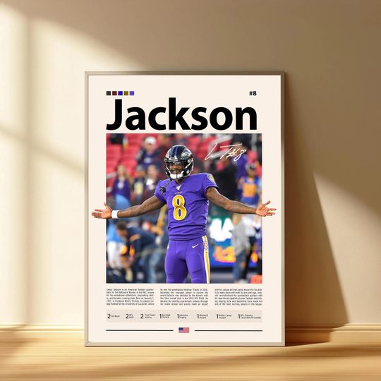 Lamar Jackson Poster, Baltimore Ravens Football Poster, Sports Bedroom Posters