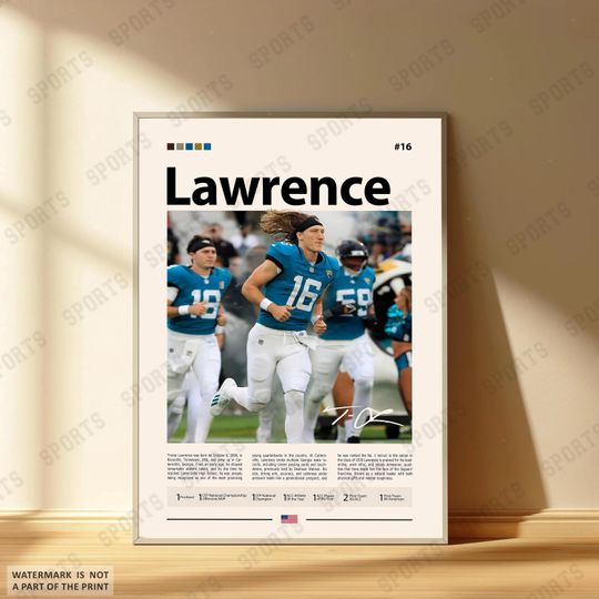 Trevor Lawrence Poster, Jacksonville Jaguars Football Poster, Sports Bedroom Posters