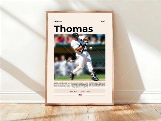 Frank Thomas Poster, Chicago White Sox Baseball Poster, Sports Bedroom Poster Decor