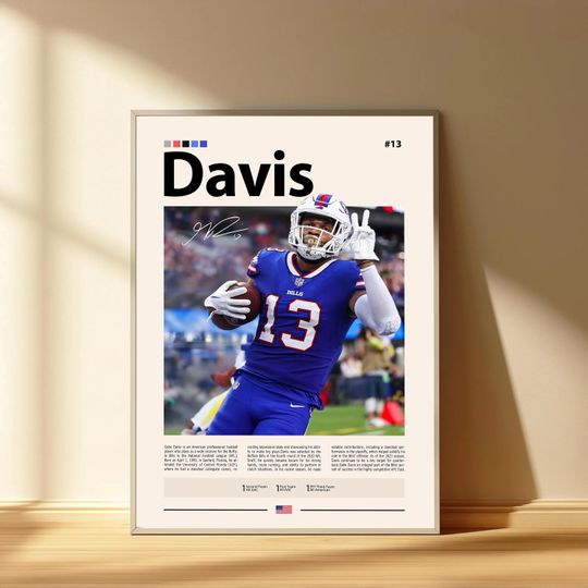 Gabe Davis Poster, Buffalo Bills Football Poster, Sports Bedroom Posters