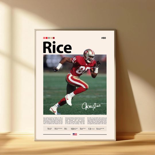 Jerry Rice Poster, San Francisco 49ers Football Poster, Sports Bedroom Posters