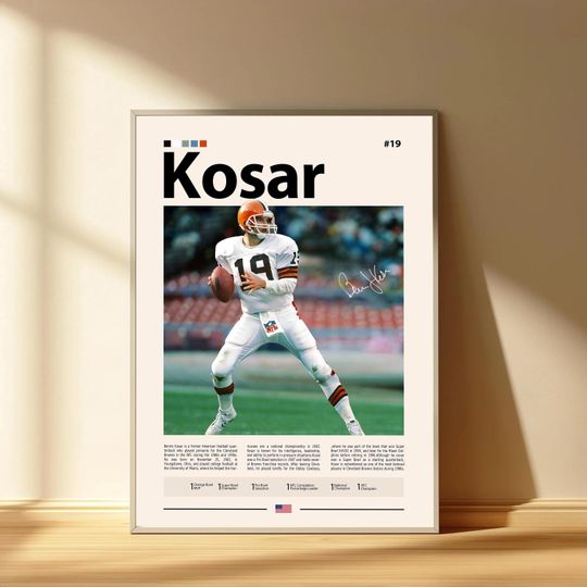 Bernie Kosar Poster, Cleveland Browns Football Poster, Sports Bedroom Posters
