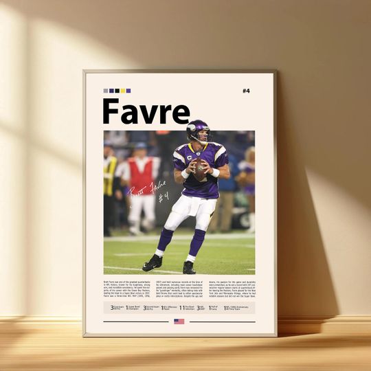 Brett Favre Poster, Green Bay Packers Football Poster, Sports Bedroom Posters