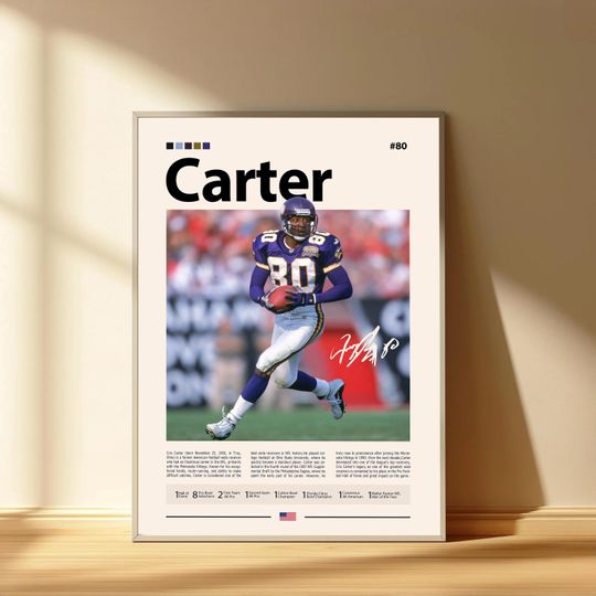 Chris Carter Poster, Minnesota Vikings Football Poster, Sports Bedroom Posters