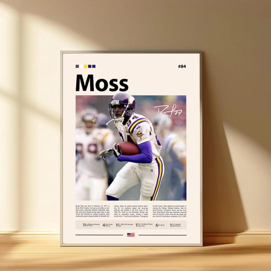 Randy Moss Poster, Minnesota Vikings Football Poster, Sports Bedroom Posters