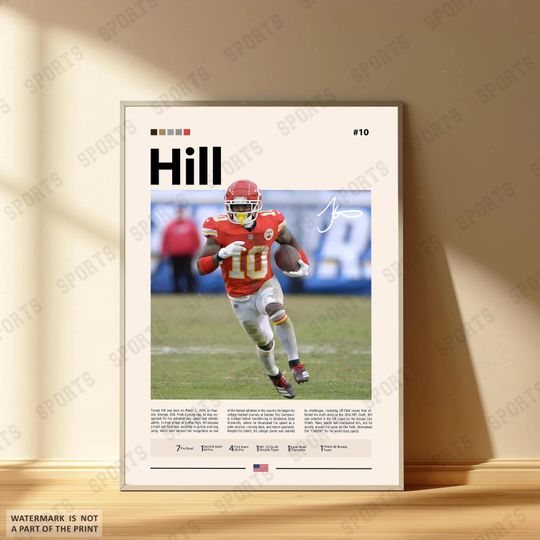 Tyreek Hill Poster, Miami Dolphins Football Poster, Sports Bedroom Posters