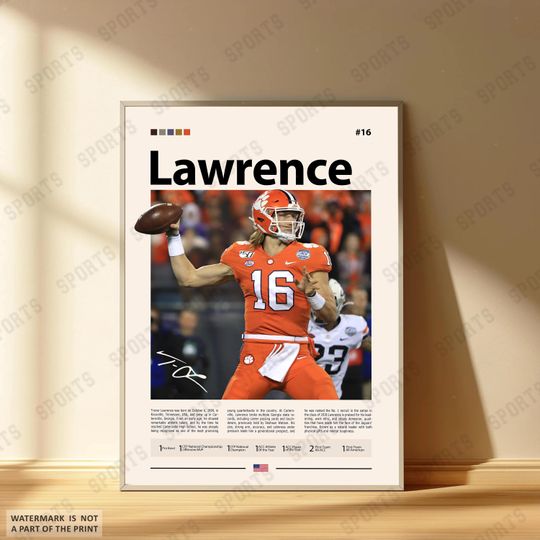 Trevor Lawrence Poster, Jacksonville Jaguars Football Poster, Sports Bedroom Posters