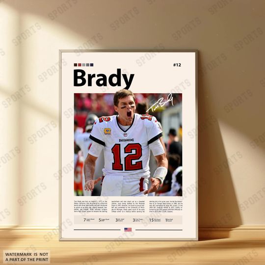 Tom Brady Poster, Tampa Bay Buccaneers Football Poster, Sports Bedroom Posters