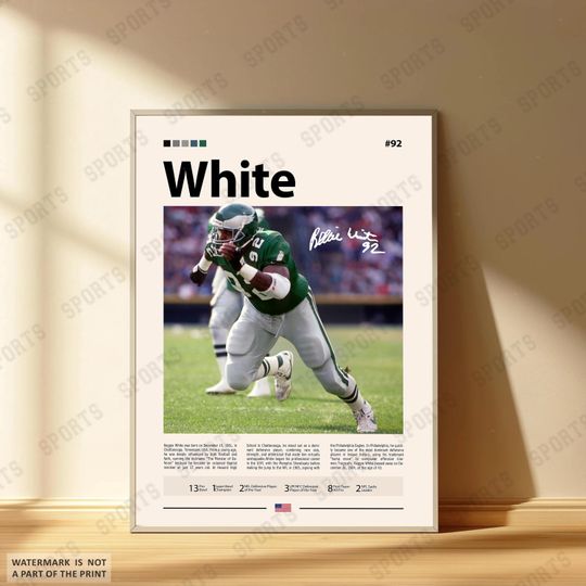 Reggie White Poster, Green Bay Packers Football Poster, Sports Bedroom Posters