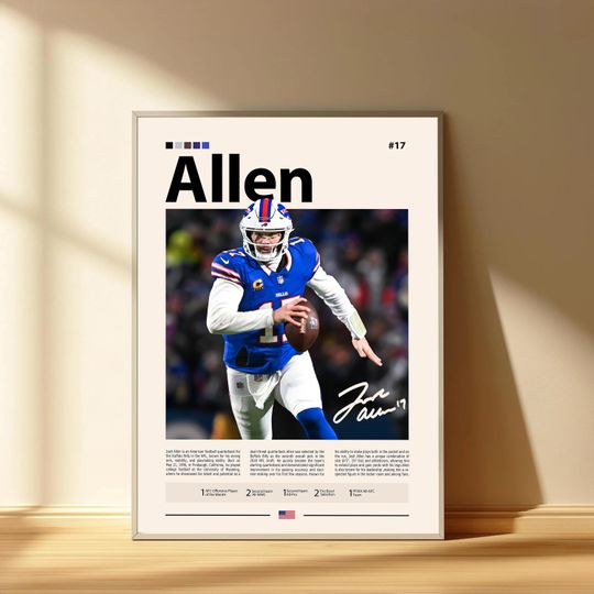 Josh Allen Poster, Buffalo Bills Football Poster, Sports Bedroom Posters