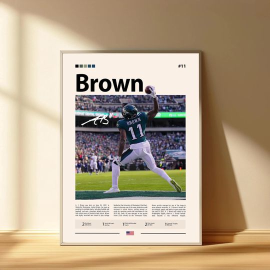 A.J. Brown Poster, Philadelphia Eagles Football Poster, Sports Bedroom Posters