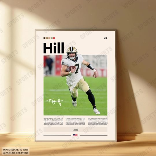 Taysom Hill Poster, New Orleans Saints Football Poster, Sports Bedroom Posters